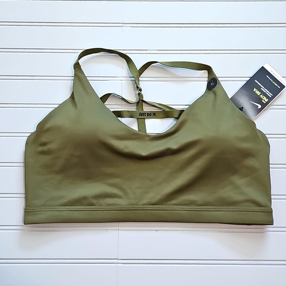 New Nike Indy Strappy Back Sports Bra XL Green - Picture 1 of 8